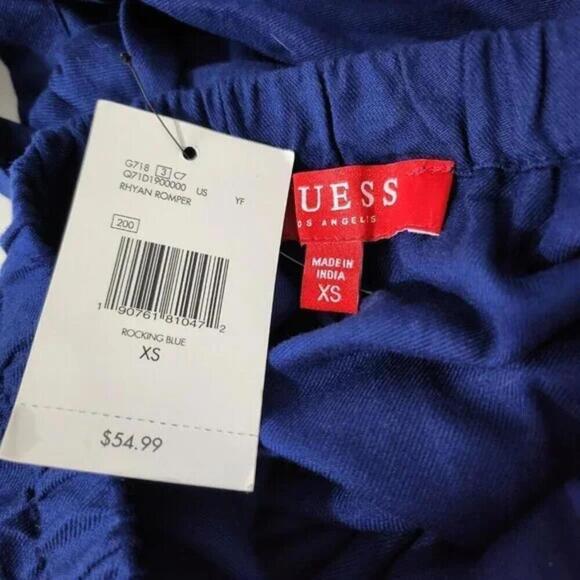 2/$30 Guess Rocking Blue Rhyan Romper Size XS | Stylish & Flirty One-Piece - Picture 4 of 5